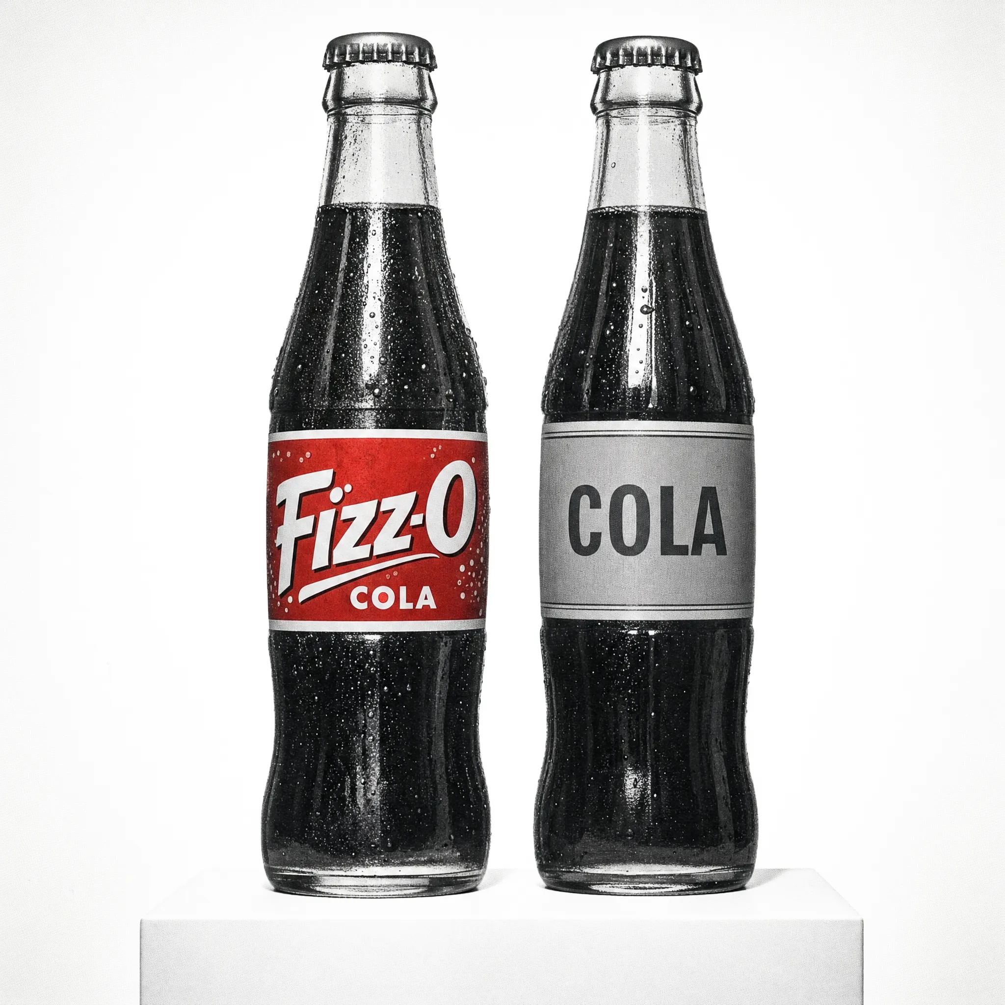 Artwork for Purchase intent: Fizz-O Cola beside a rival bottle, head to head